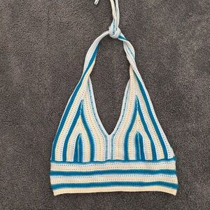 Striped Crochet Halter Top